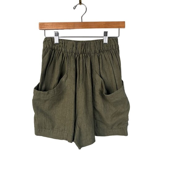 Formation Design Studio Green Linen Canvas Casual Shorts Women's Sz. S Summer - Picture 2 of 4